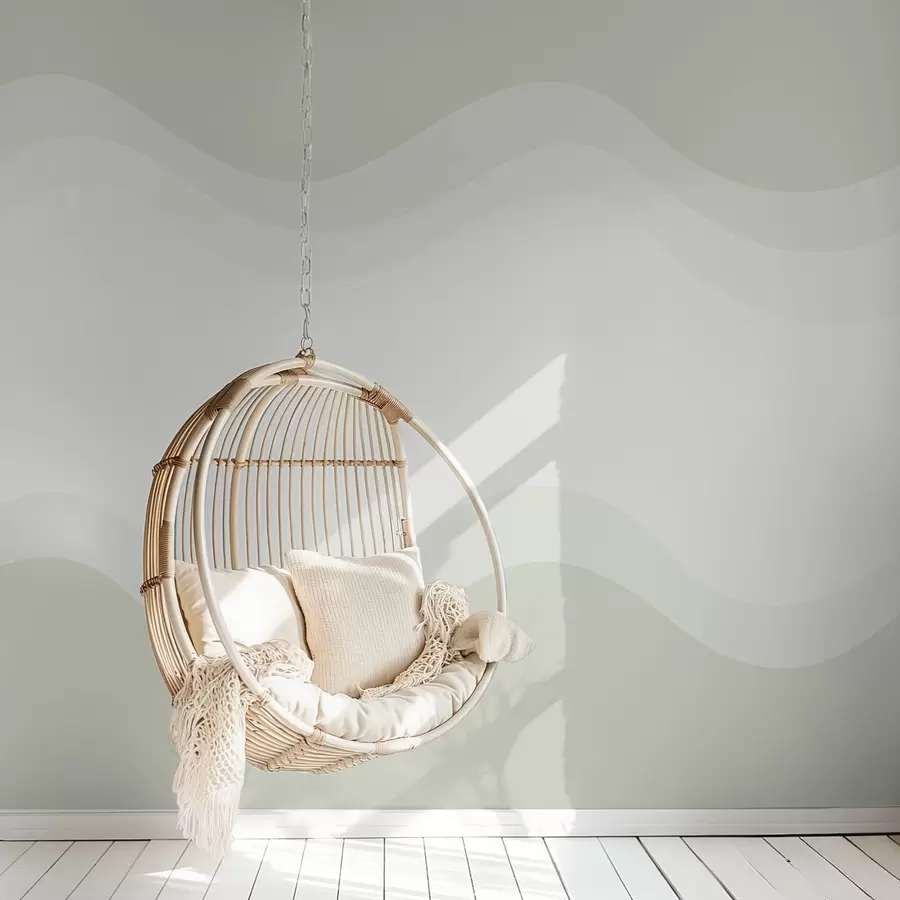 murais de parede Ondas abstratas em paleta verde claro w05132v1