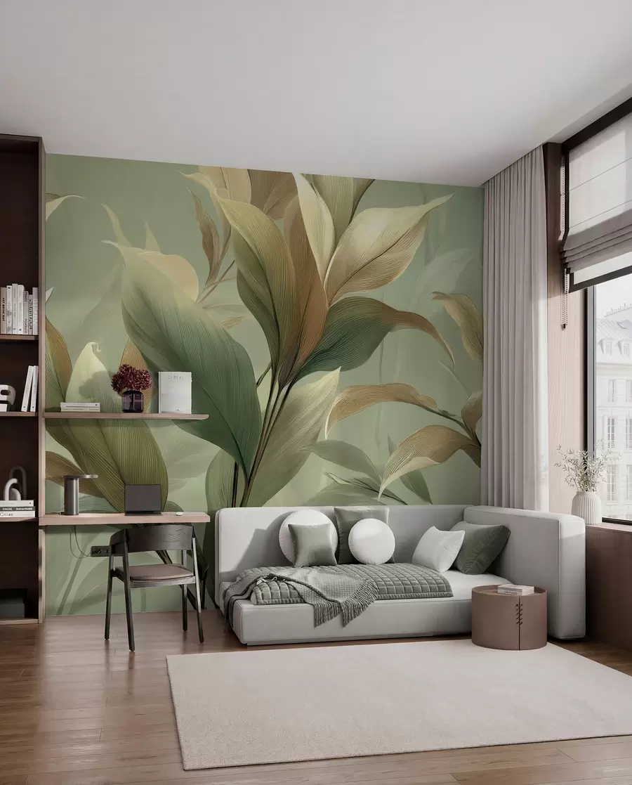 murais de parede Grandes folhas tropicais w09688