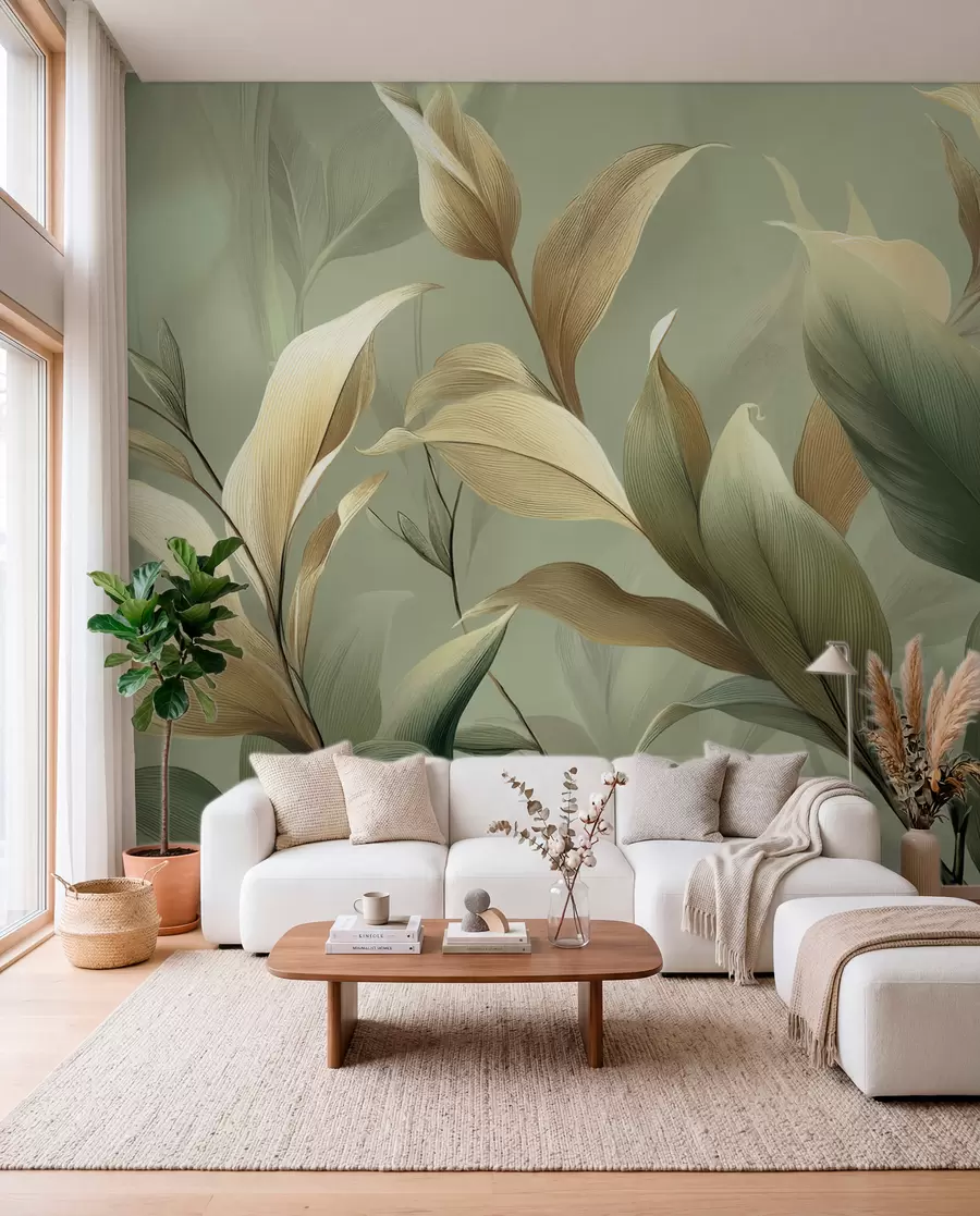 murais de parede Grandes folhas tropicais w09688