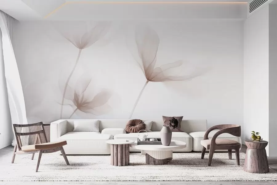 murais de parede Flores bege arejadas num estilo minimalista e leve w09734