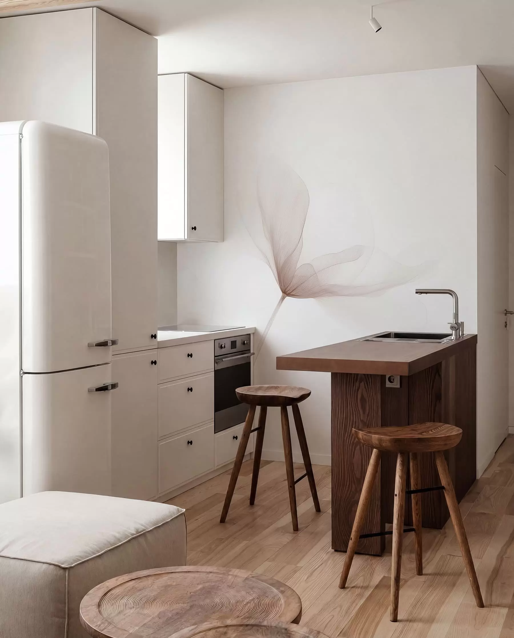 murais de parede Flores bege arejadas num estilo minimalista e leve w09734
