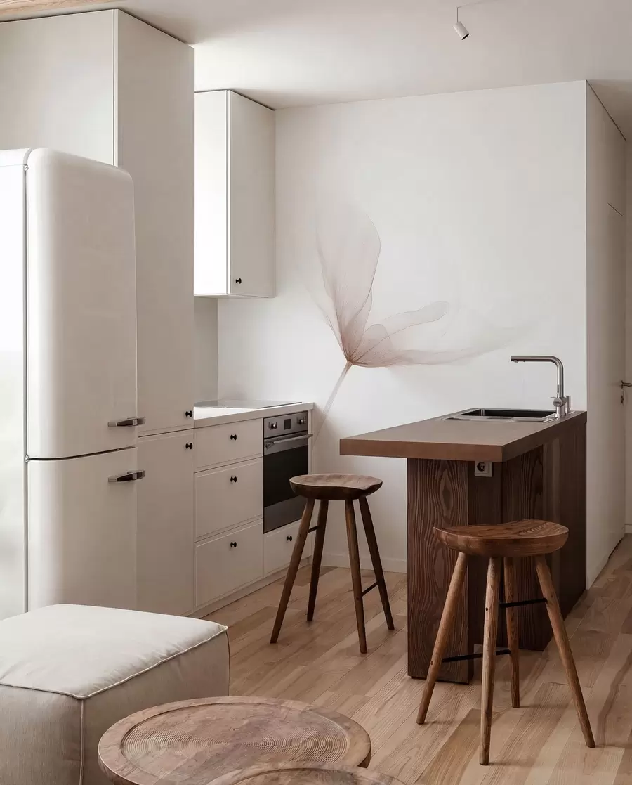 murais de parede Flores bege arejadas num estilo minimalista e leve w09734