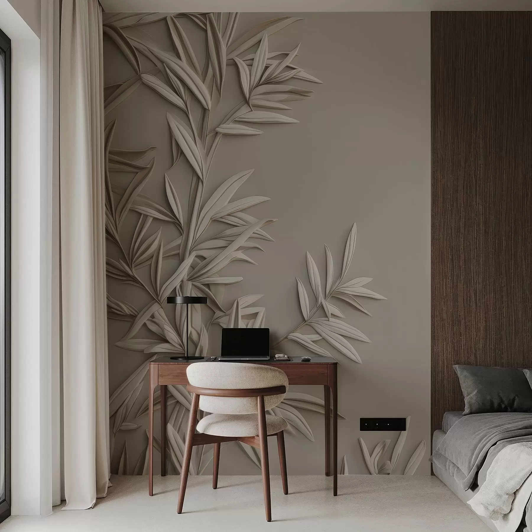 murais de parede Imitação de folhas em baixo-relevo w05244