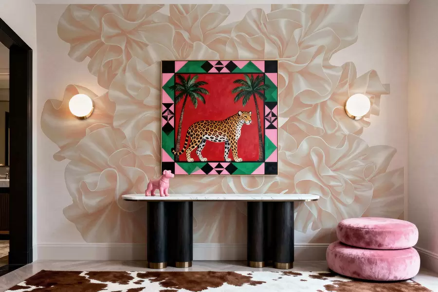 murais de parede Imitação de flores feitas com fitas w05252