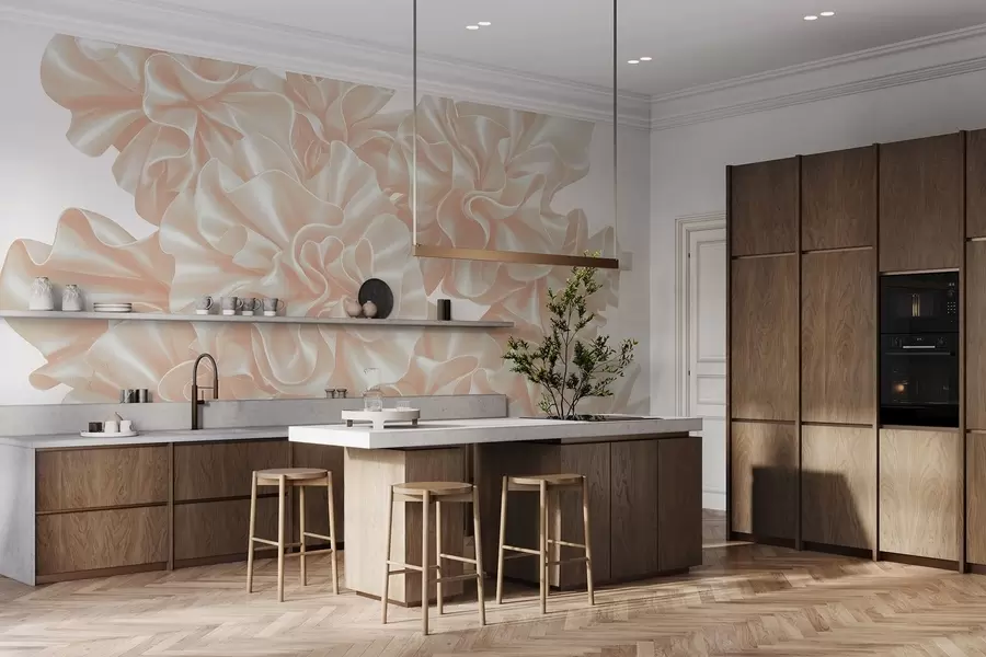 murais de parede Imitação de flores feitas com fitas w05252