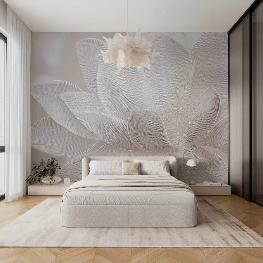 murais de parede Ondas abstratas fluidas em tons bege claro w05266