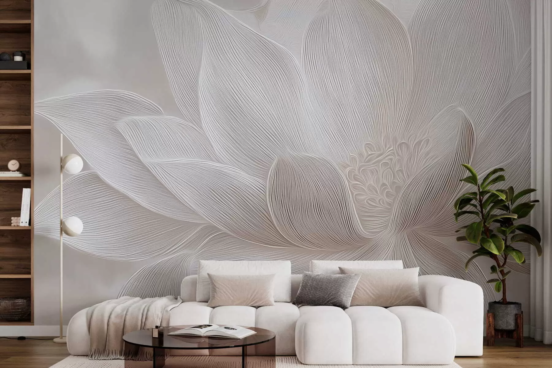 murais de parede Ondas abstratas fluidas em tons bege claro w05266