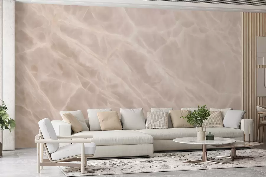 murais de parede Elegantes obras de arte abstratas numa paleta de tons bege com imitação de mármore w09684