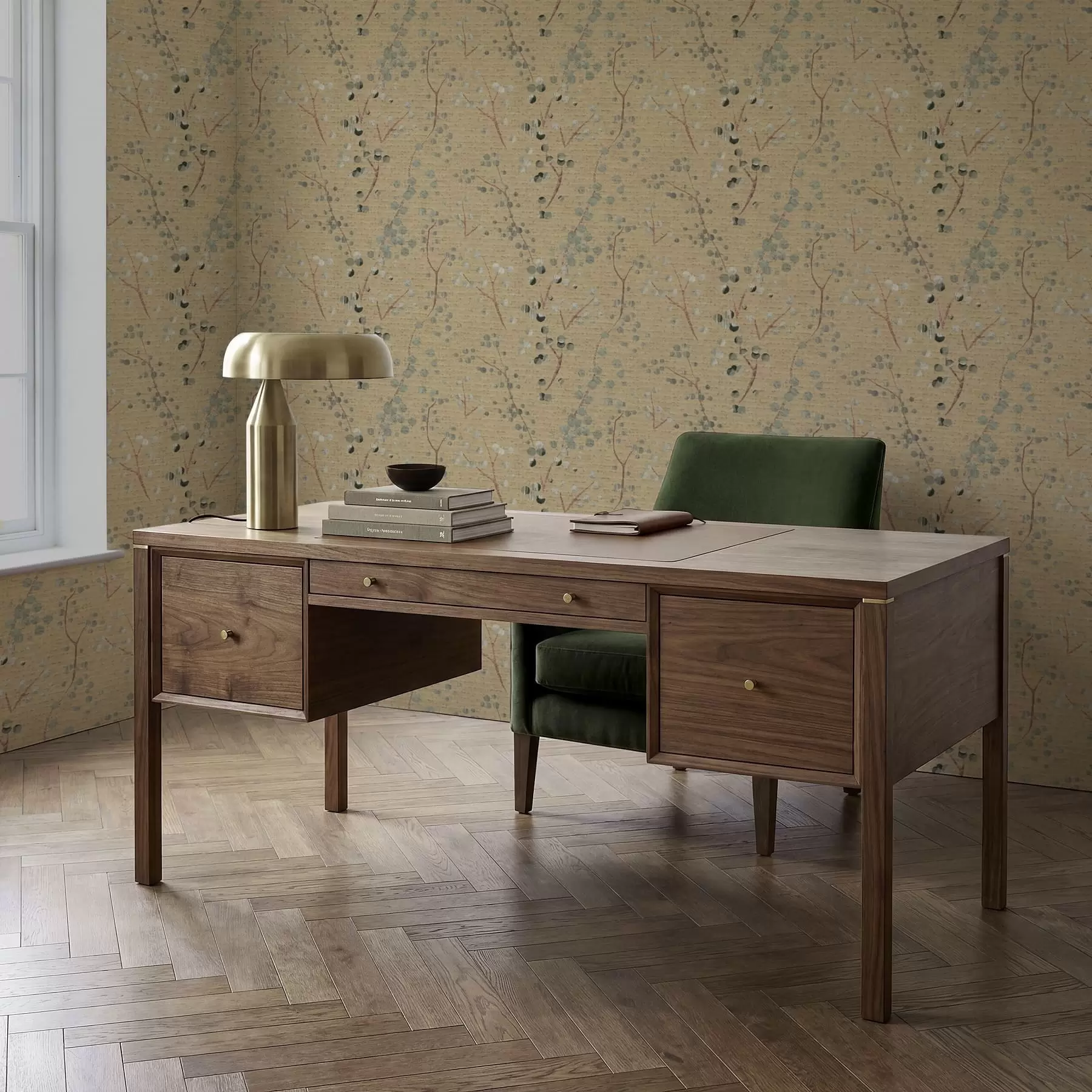 murais de parede Padrão botânico abstrato com círculos a01126