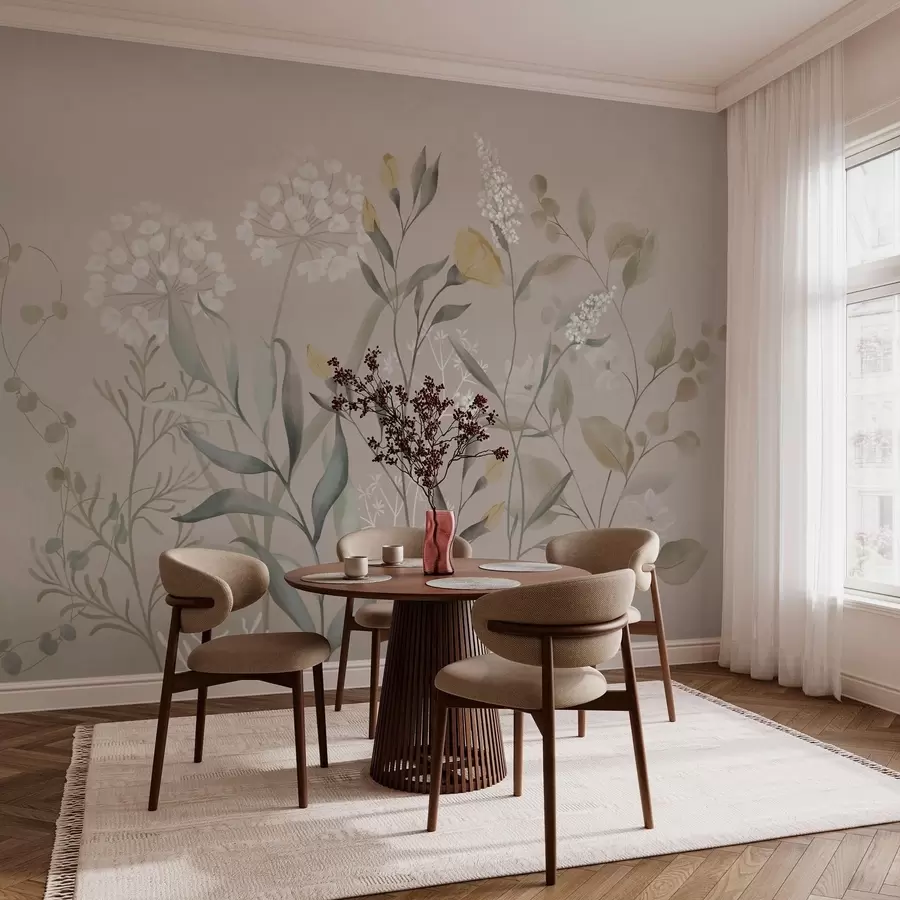 murais de parede Composição botânica em tons quentes de bege w05154v2