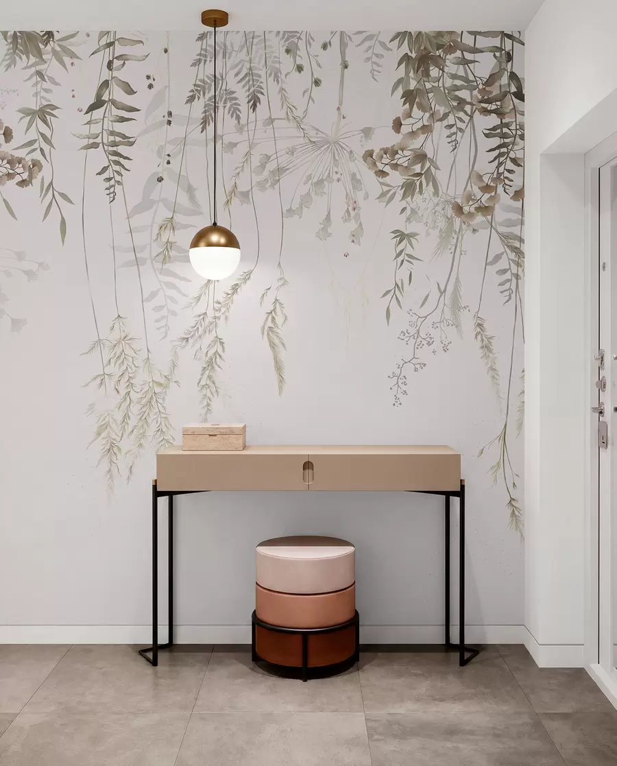 murais de parede Pendurar plantas silvestres num fundo claro w05320