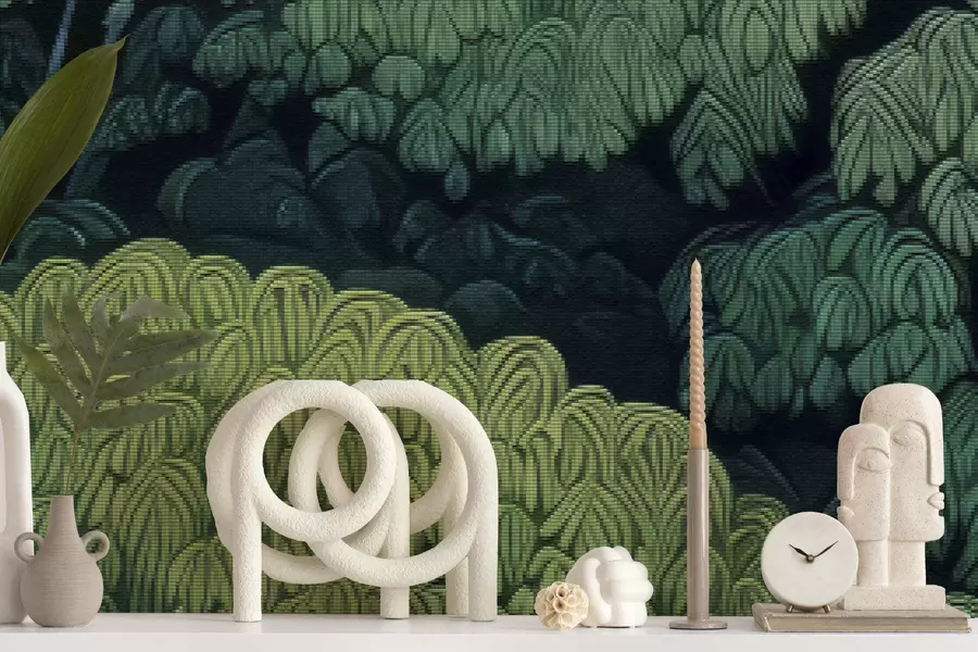 murais de parede Coberturas de árvores verdes em mosaico w05362