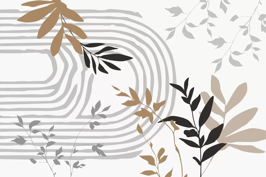 murais de parede Silhuetas e linhas abstratas de plantas w05374