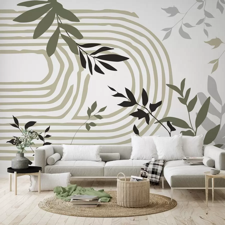 murais de parede Silhuetas e linhas abstratas de plantas w05374v1