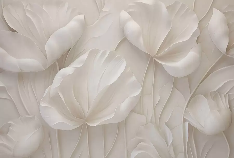 murais de parede Flores esculpidas com pétalas suaves w05355