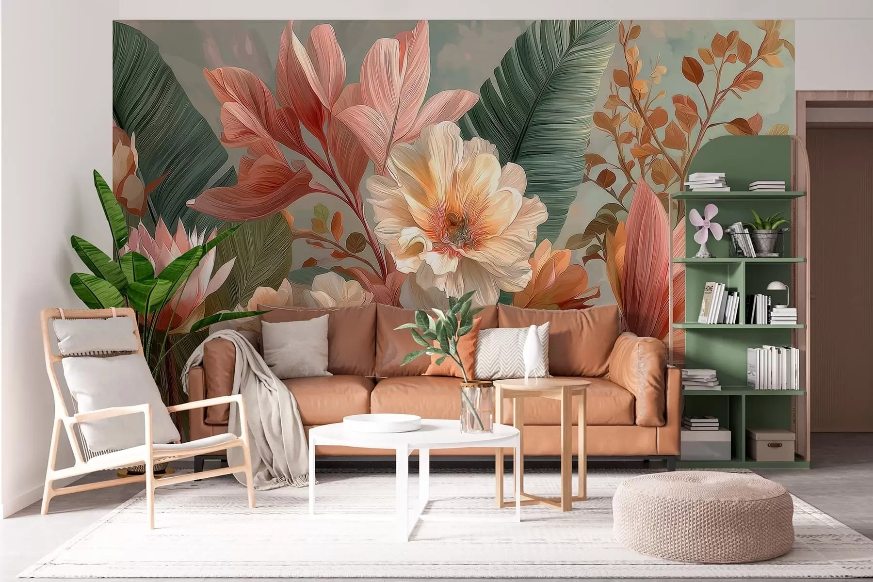 murais de parede Flores com folhas w05378