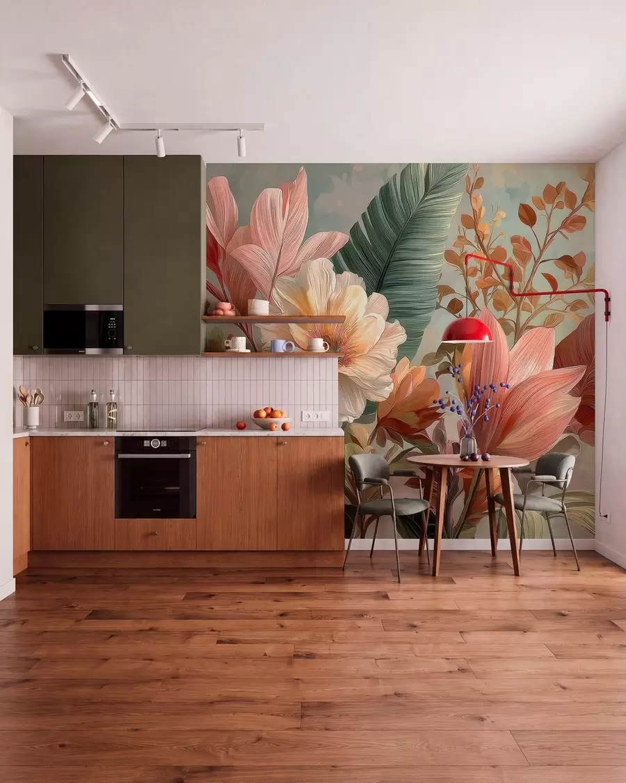 murais de parede Flores com folhas w05378