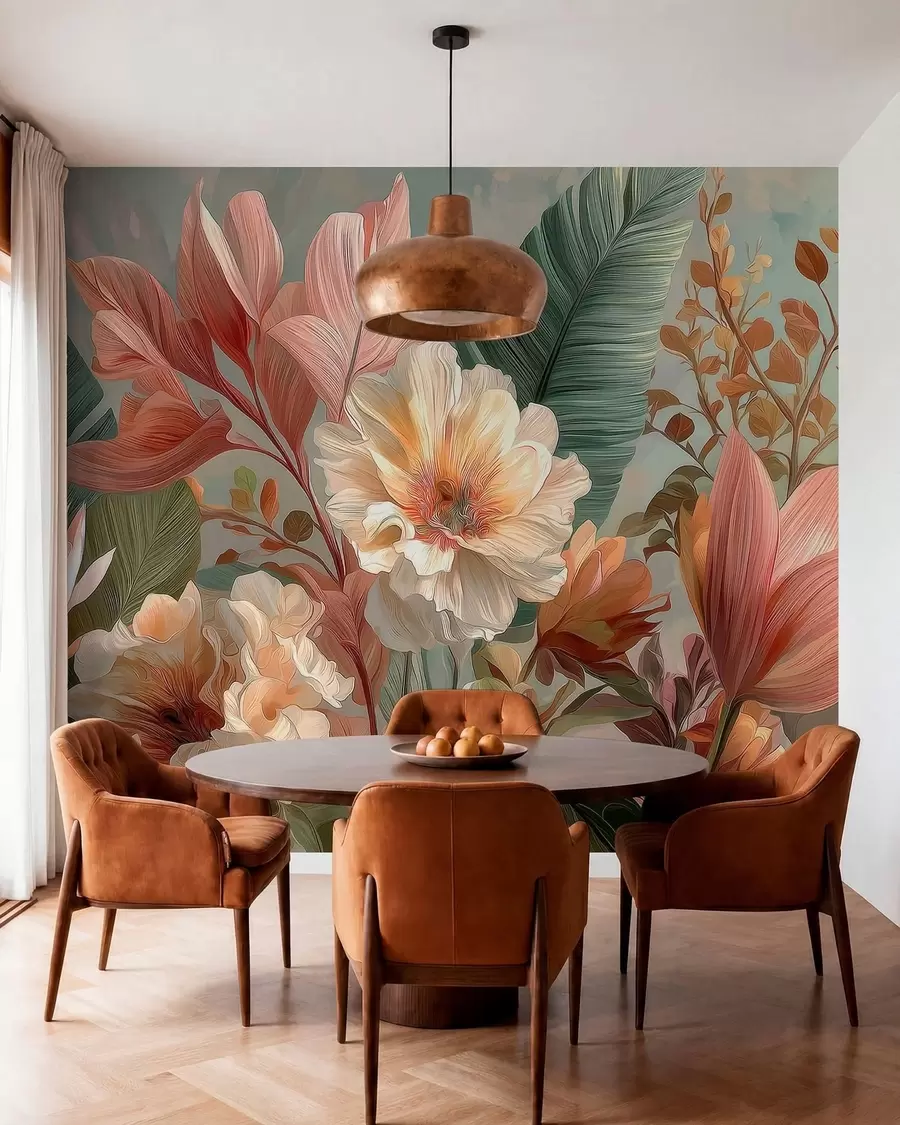 murais de parede Flores com folhas w05378