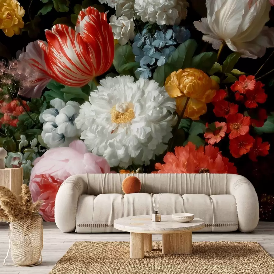 murais de parede Composição floral luxuosa de um jardim primaveril w09676