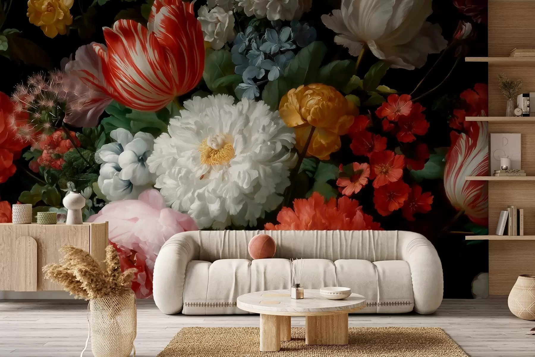 murais de parede Composição floral luxuosa de um jardim primaveril w09676