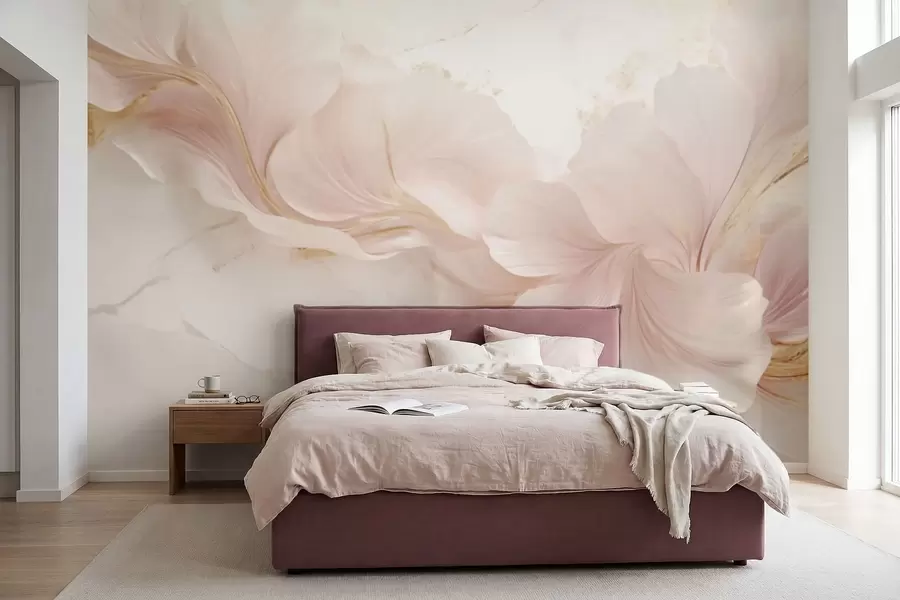 murais de parede Flores rosa suave sobre um fundo claro w05357