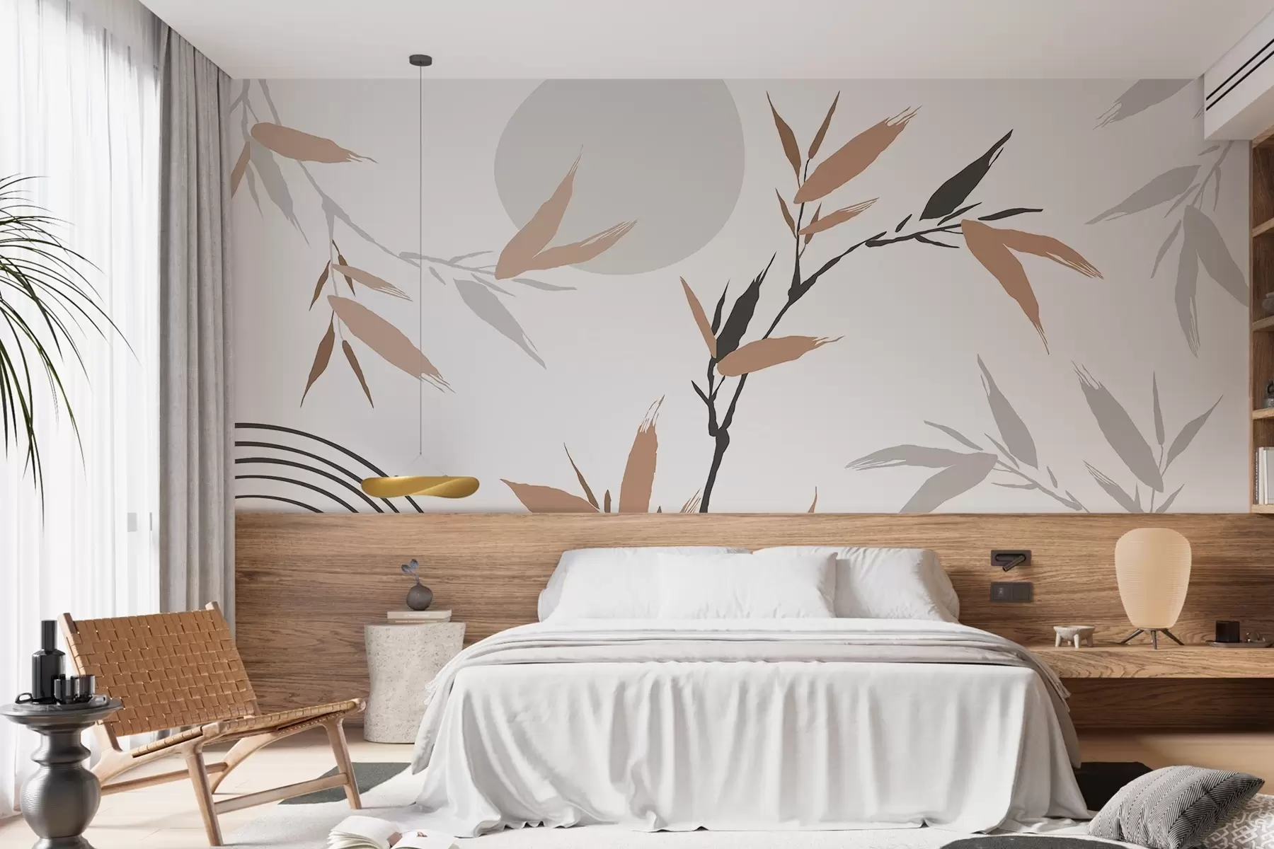 murais de parede Ramo abstrato com folhas w05398