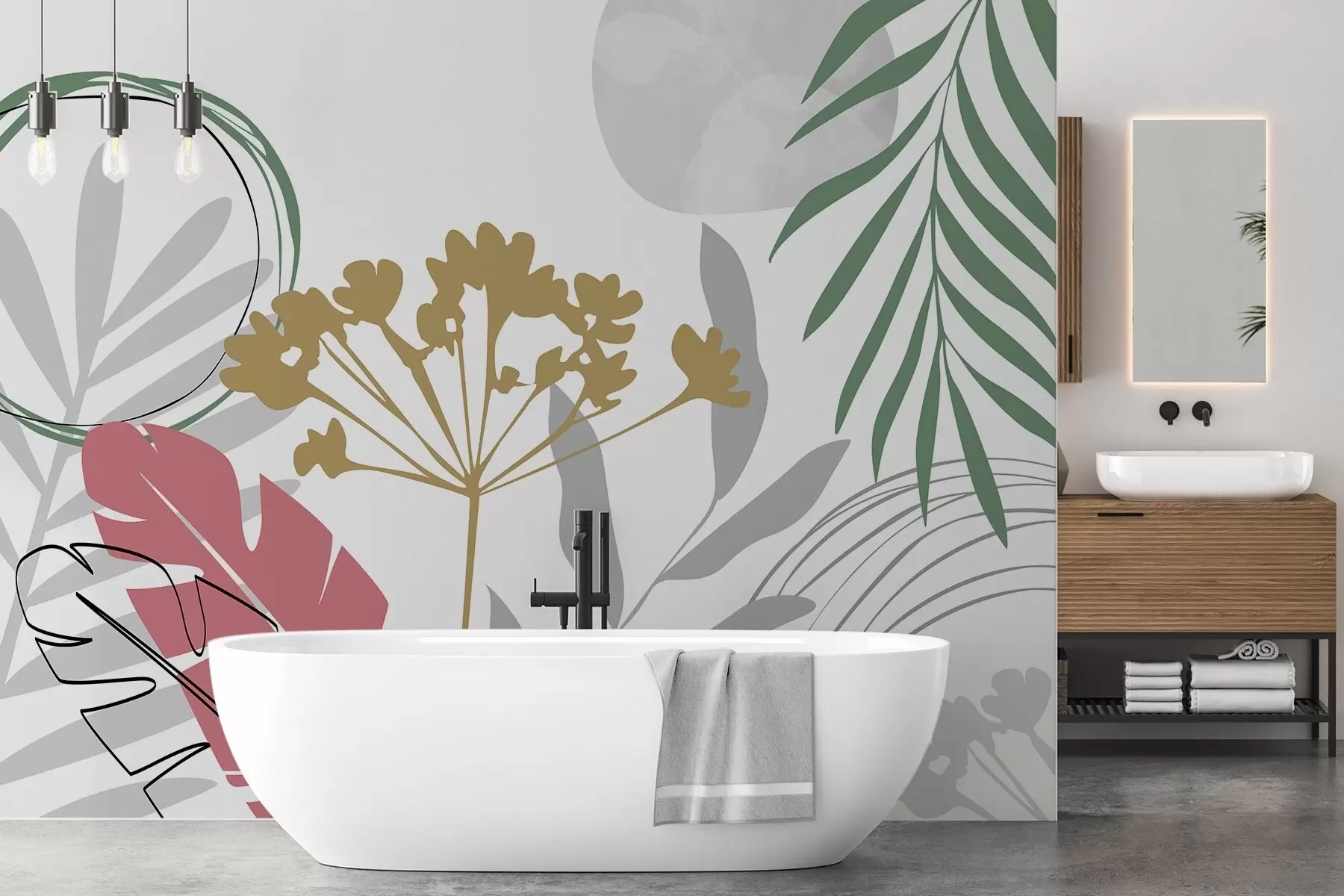 murais de parede Abstração com plantas w05400v1
