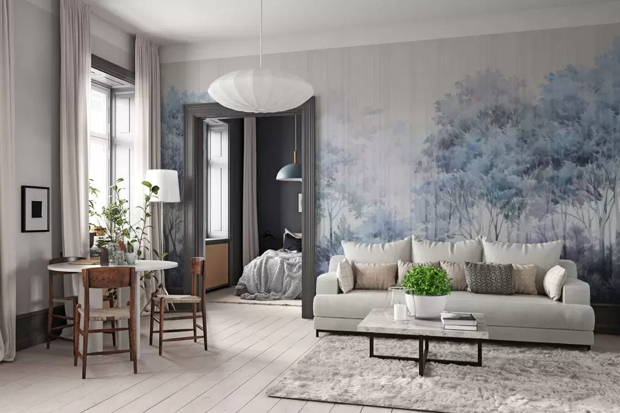 murais de parede Floresta frondosa e linhas w05442v1