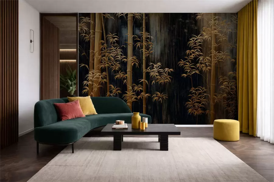 murais de parede Bambu escuro sobre fundo preto w05120