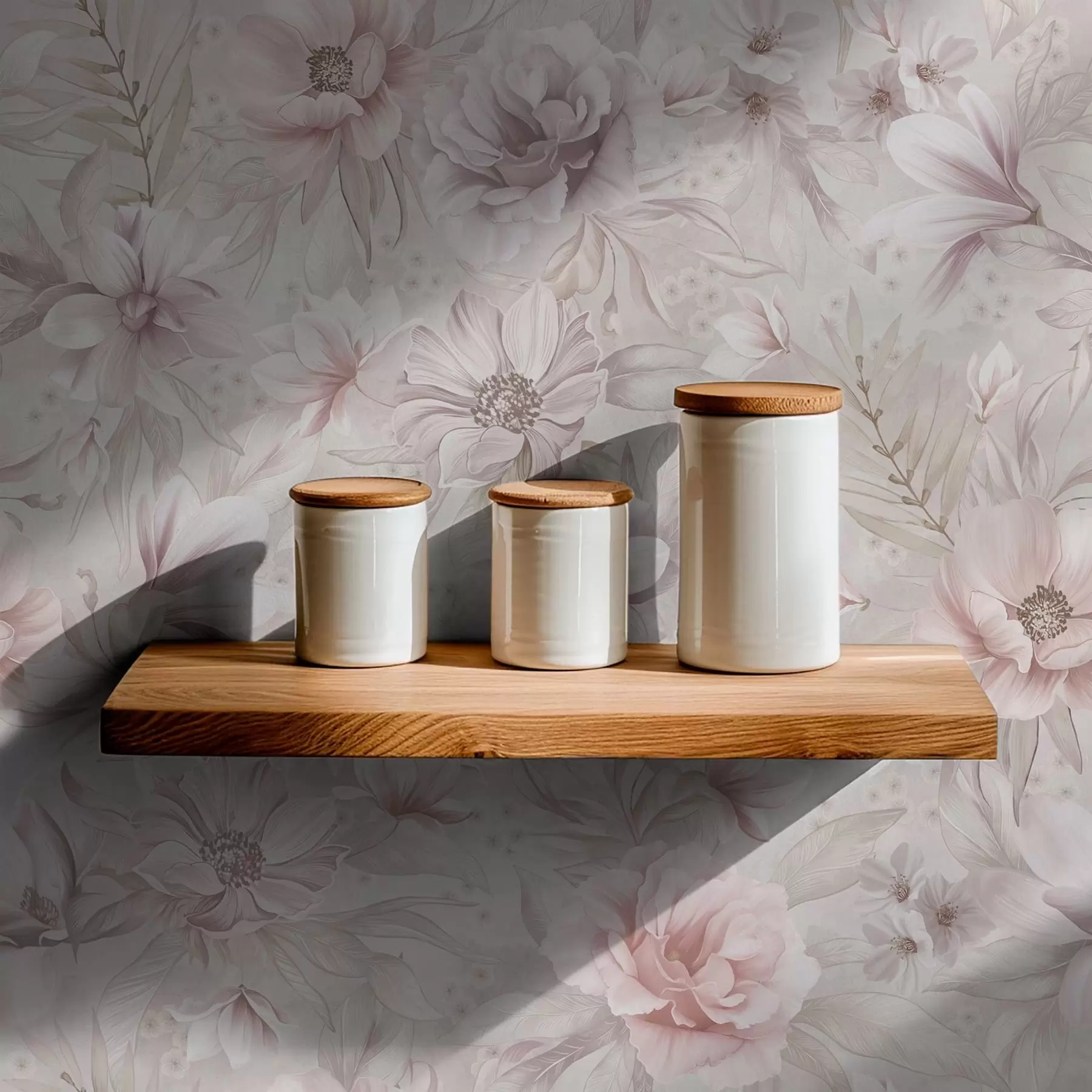 murais de parede Padrão claro com flores grandes e delicadas a01133