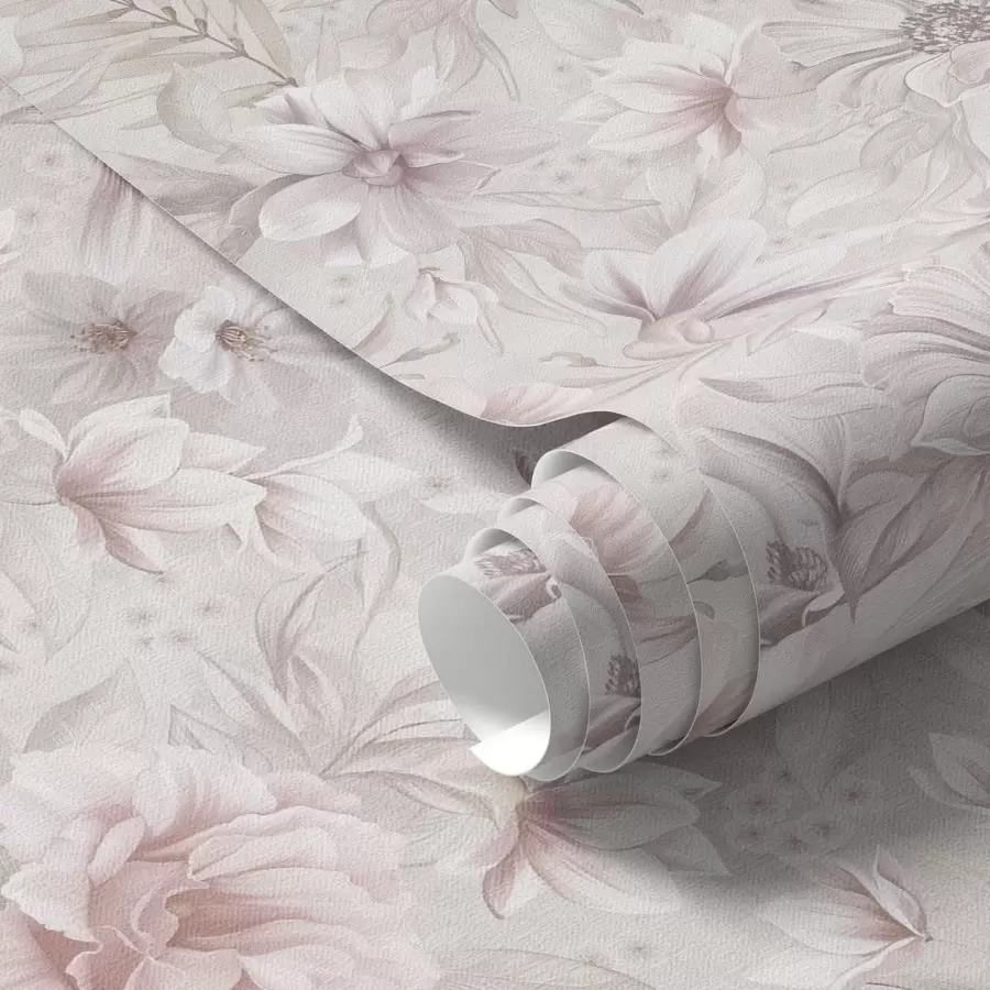 murais de parede Padrão claro com flores grandes e delicadas a01133