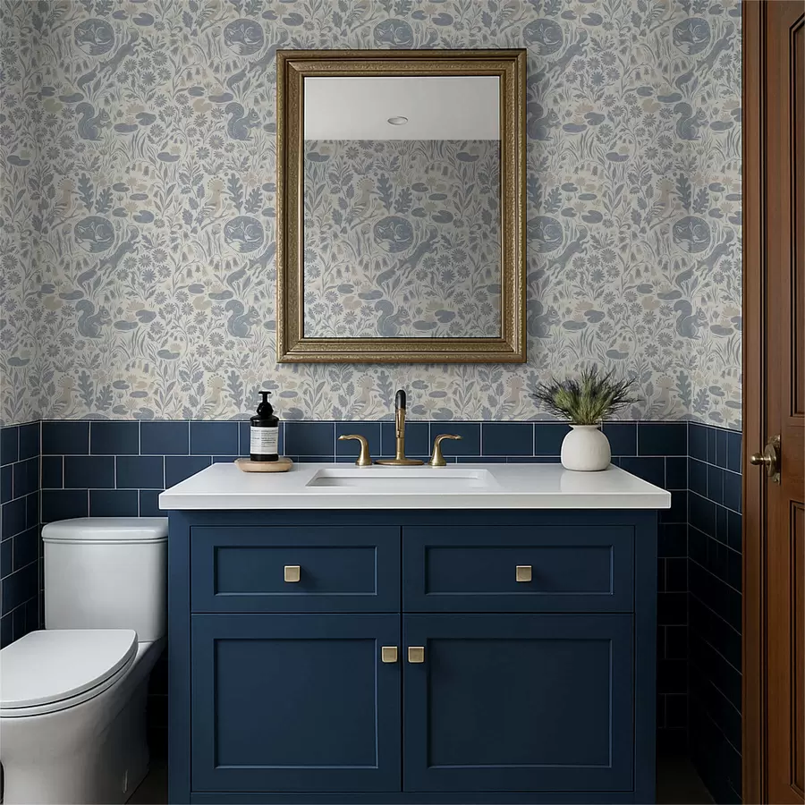 murais de parede Padrão decorativo com animais da floresta a01158