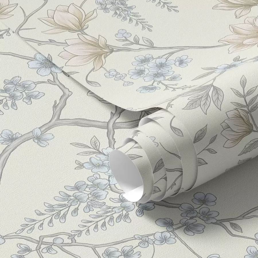 murais de parede Padrão floral delicado com ramos e flores a01159