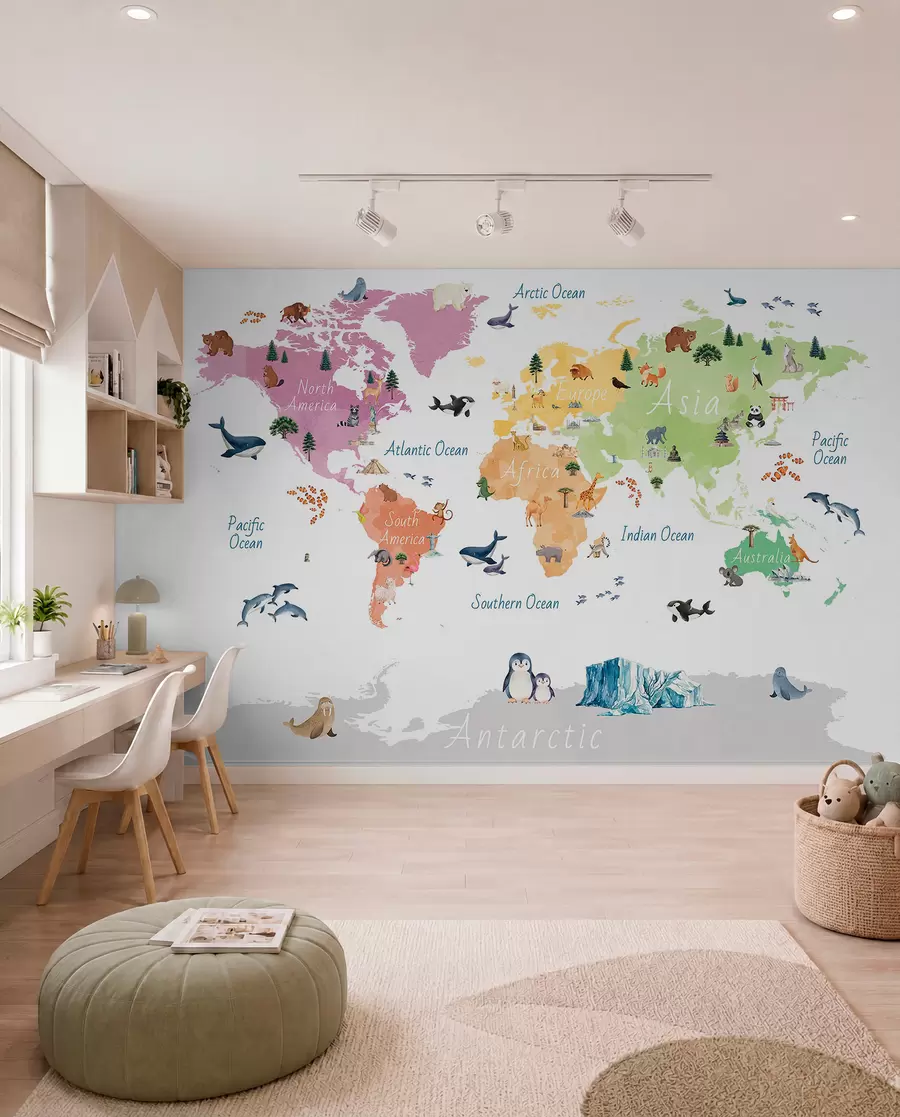 murais de parede Mapa de fauna em inglês c00009en