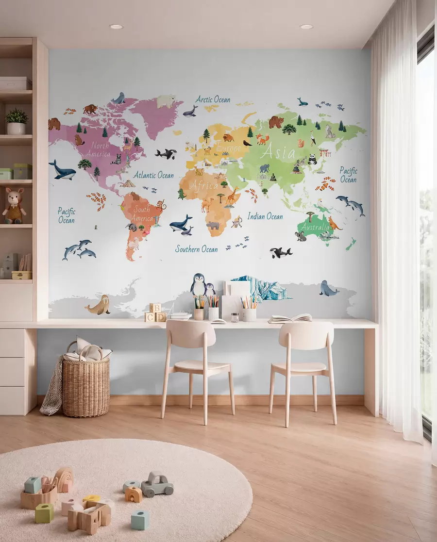 murais de parede Mapa de fauna em inglês c00009en