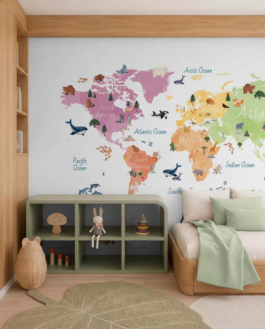 murais de parede Mapa de fauna em inglês c00009en