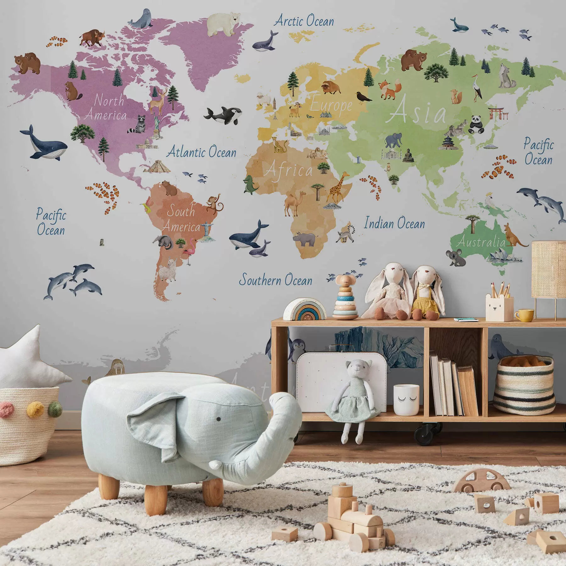 murais de parede Mapa de fauna em inglês c00009en