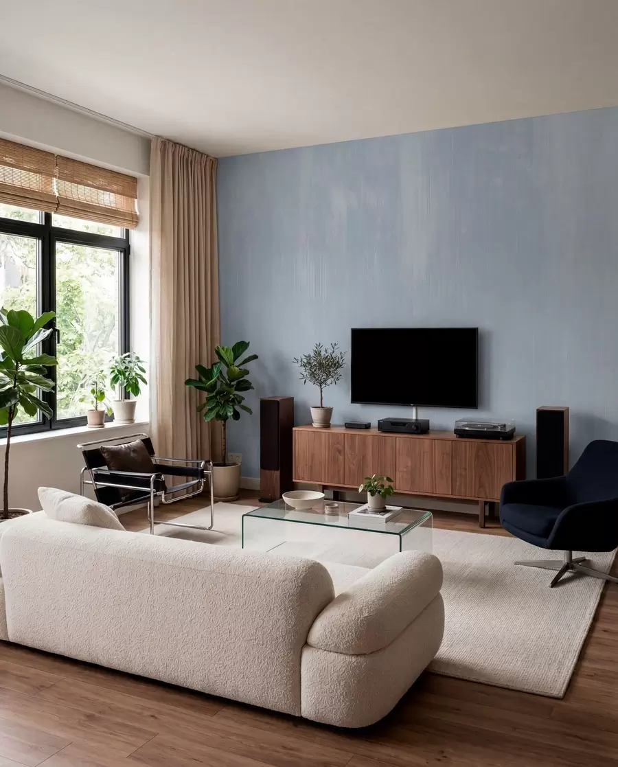 murais de parede Fundo azul claro com uma textura vertical suave w05121v1