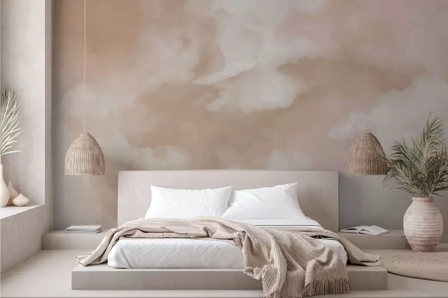murais de parede Fundo suave e difuso em tons quentes de bege w05426