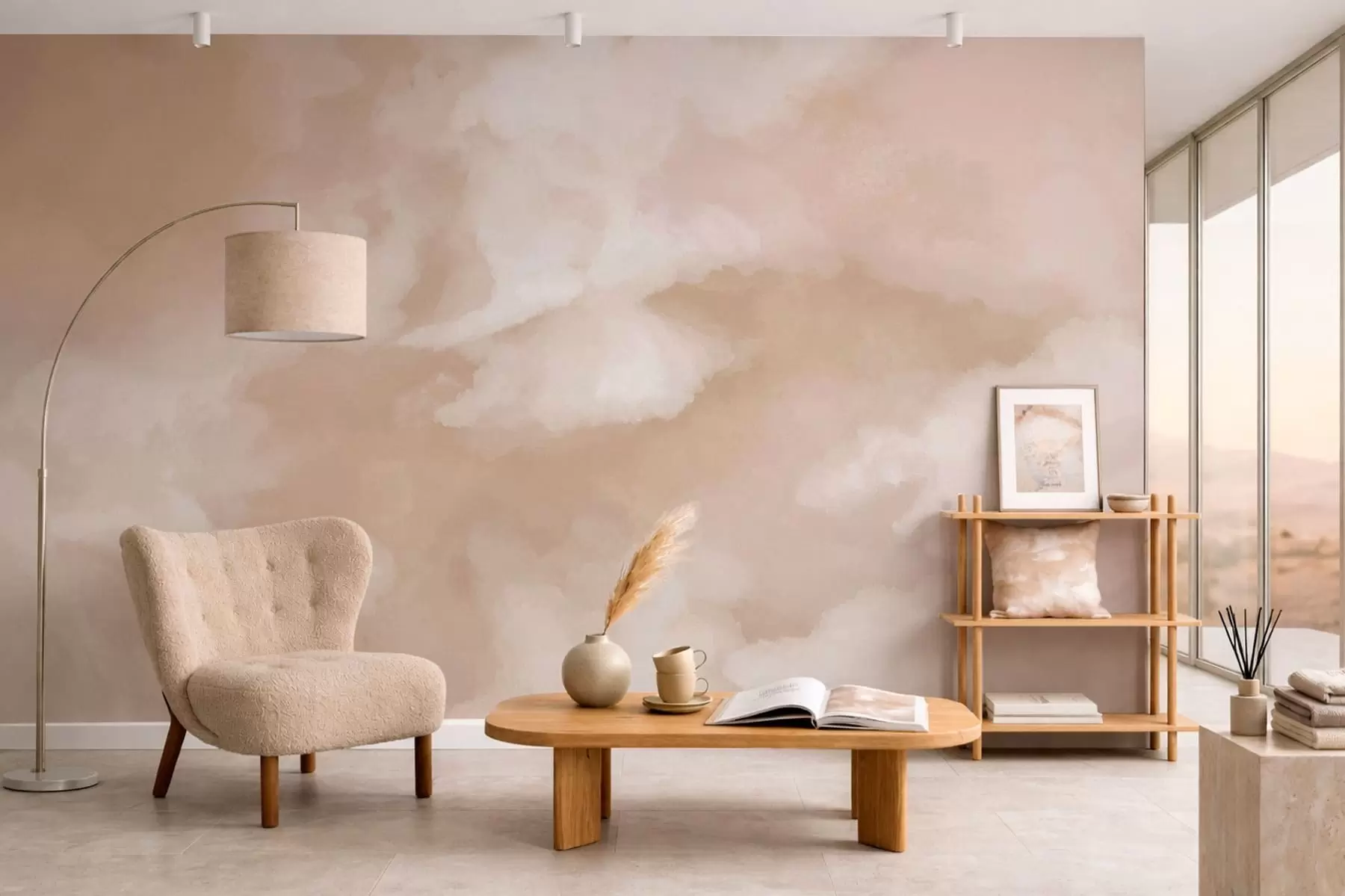 murais de parede Fundo suave e difuso em tons quentes de bege w05426