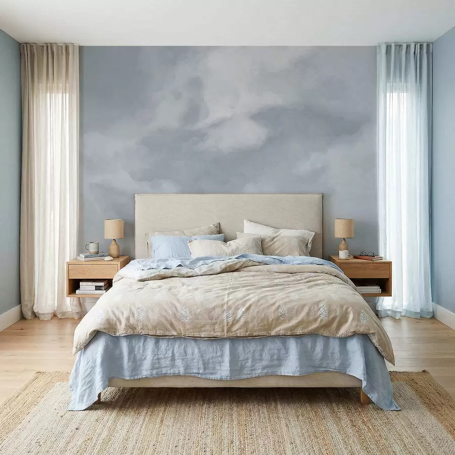 murais de parede Fundo suave e nebuloso em tons de cinzento claro w05426v1