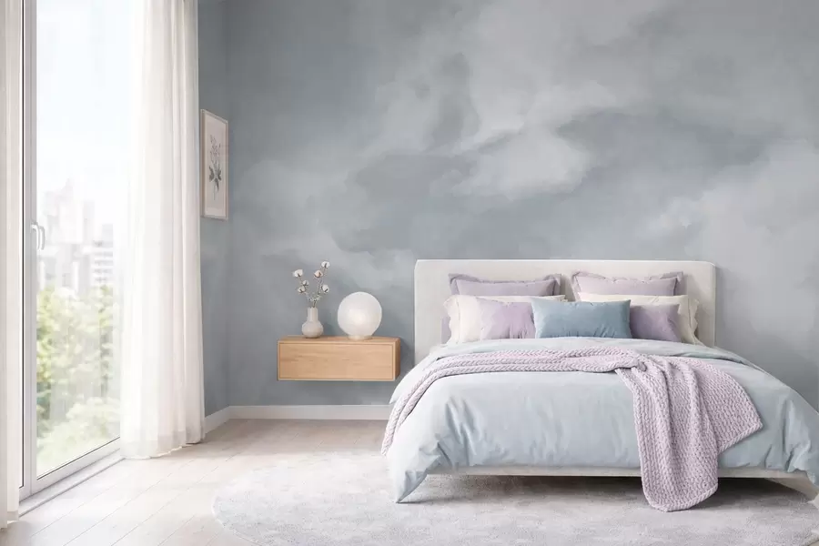 murais de parede Fundo suave e nebuloso em tons de cinzento claro w05426v1