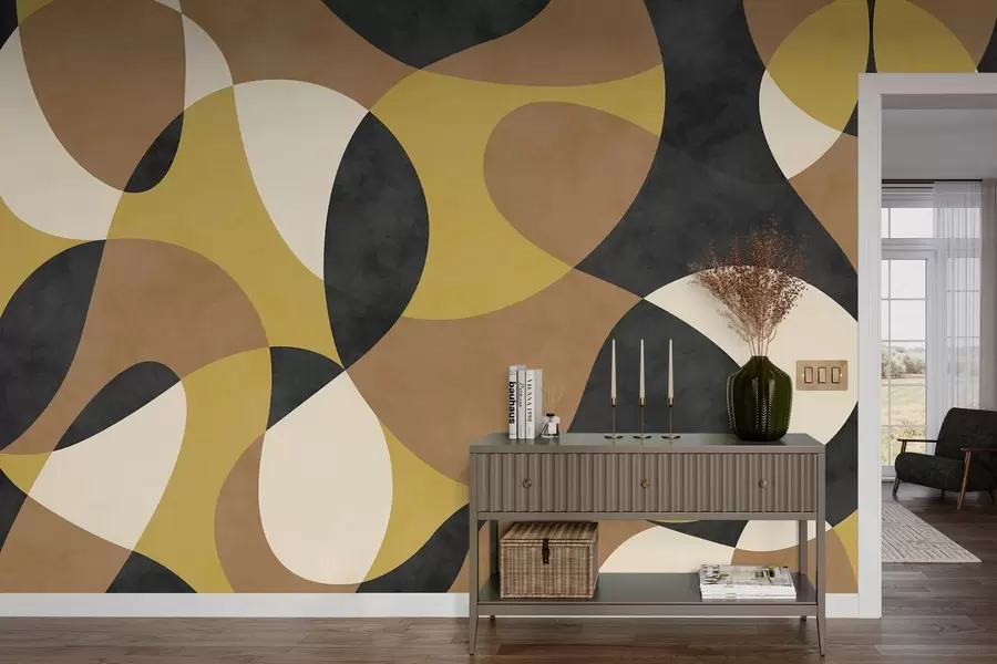 murais de parede Padrão abstrato com formas fluidas e contraste w05149