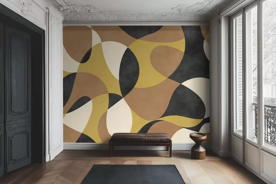 murais de parede Padrão abstrato com formas fluidas e contraste w05149