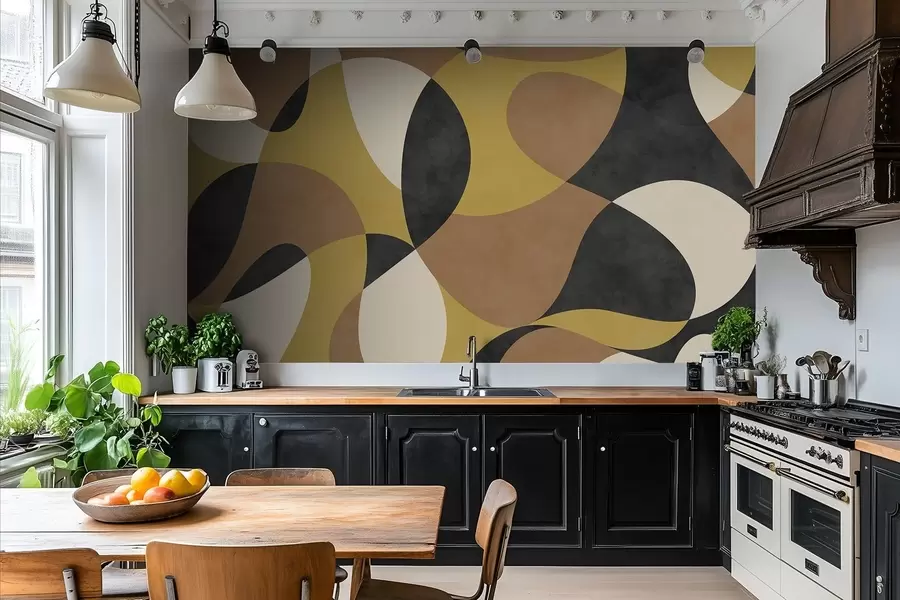 murais de parede Padrão abstrato com formas fluidas e contraste w05149