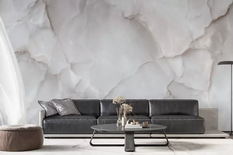 murais de parede Imitação de mármore claro com um aspeto de textura de pedra natural w09802