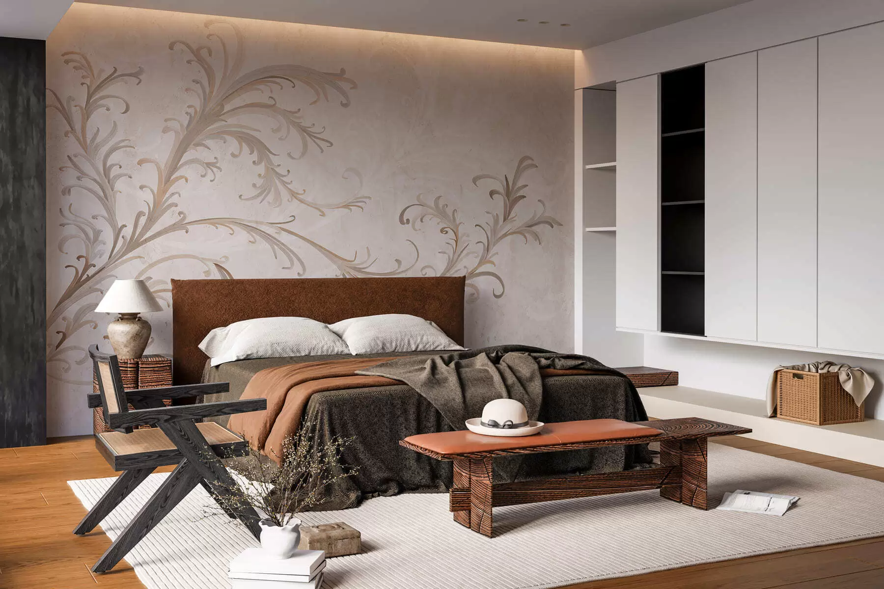 murais de parede Enfeites vintage numa parede com estilo grunge w05490