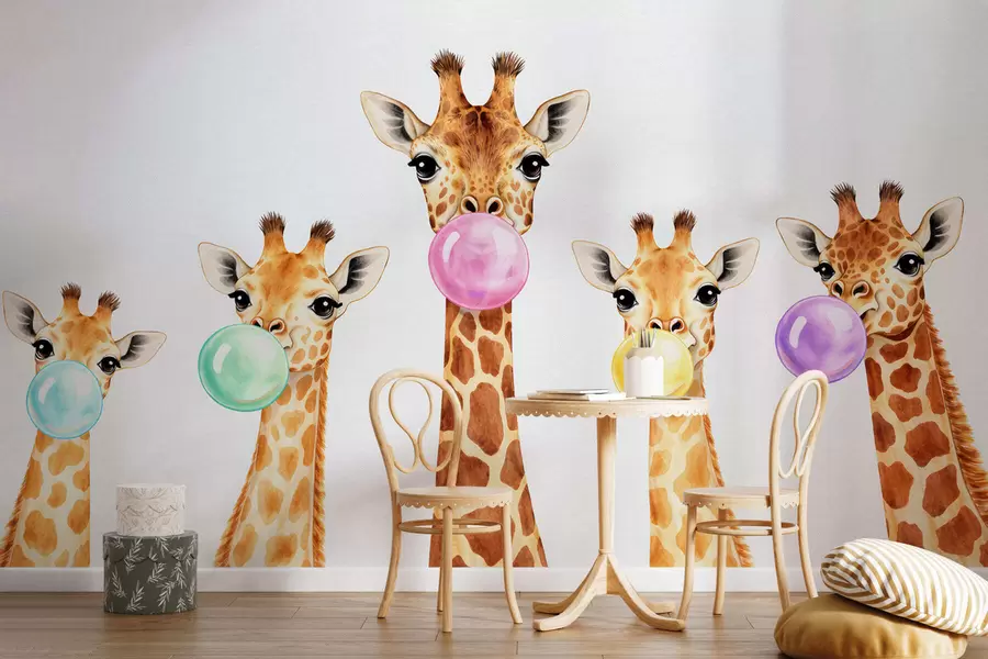 murais de parede Girafas com pastilha elástica w05492