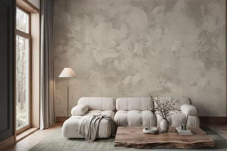 murais de parede Textura de pincel abstrata minimalista em tons de bege w05160