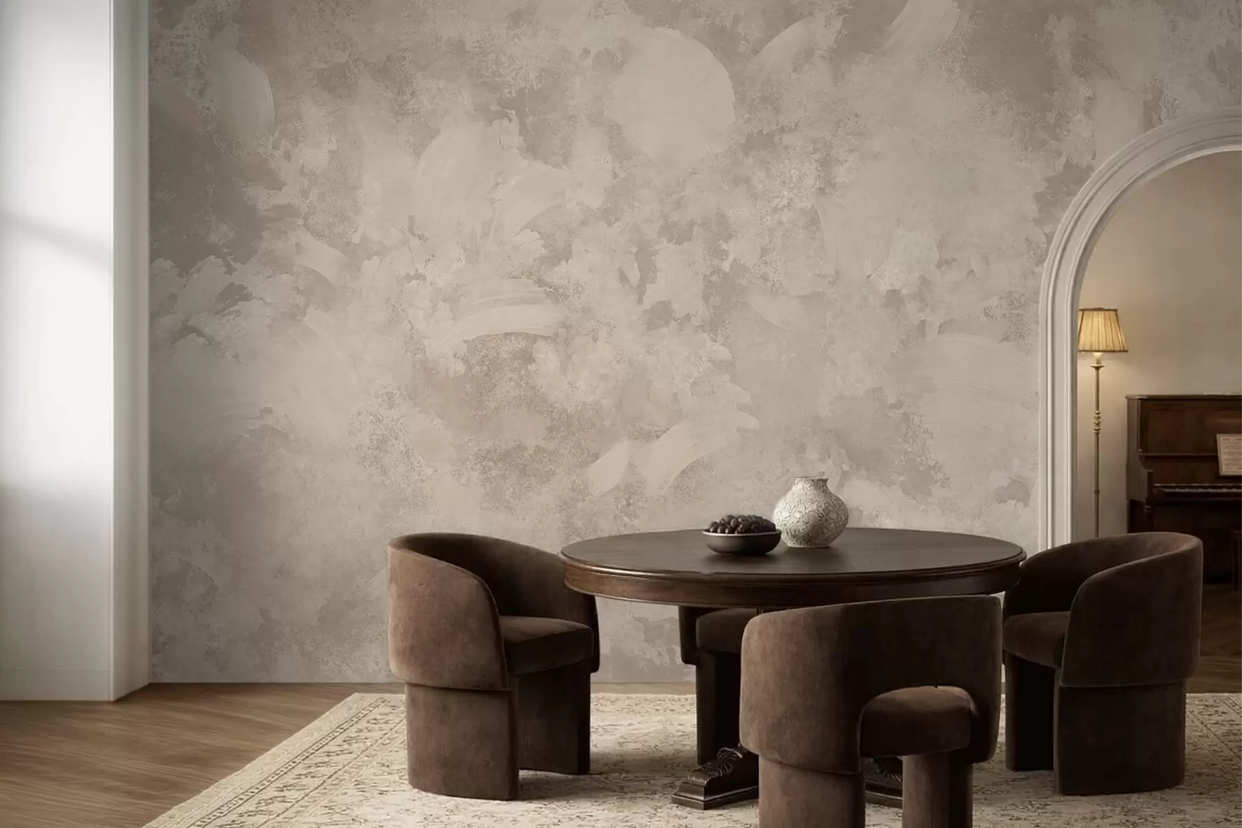 murais de parede Textura de pincel abstrata minimalista em tons de bege w05160